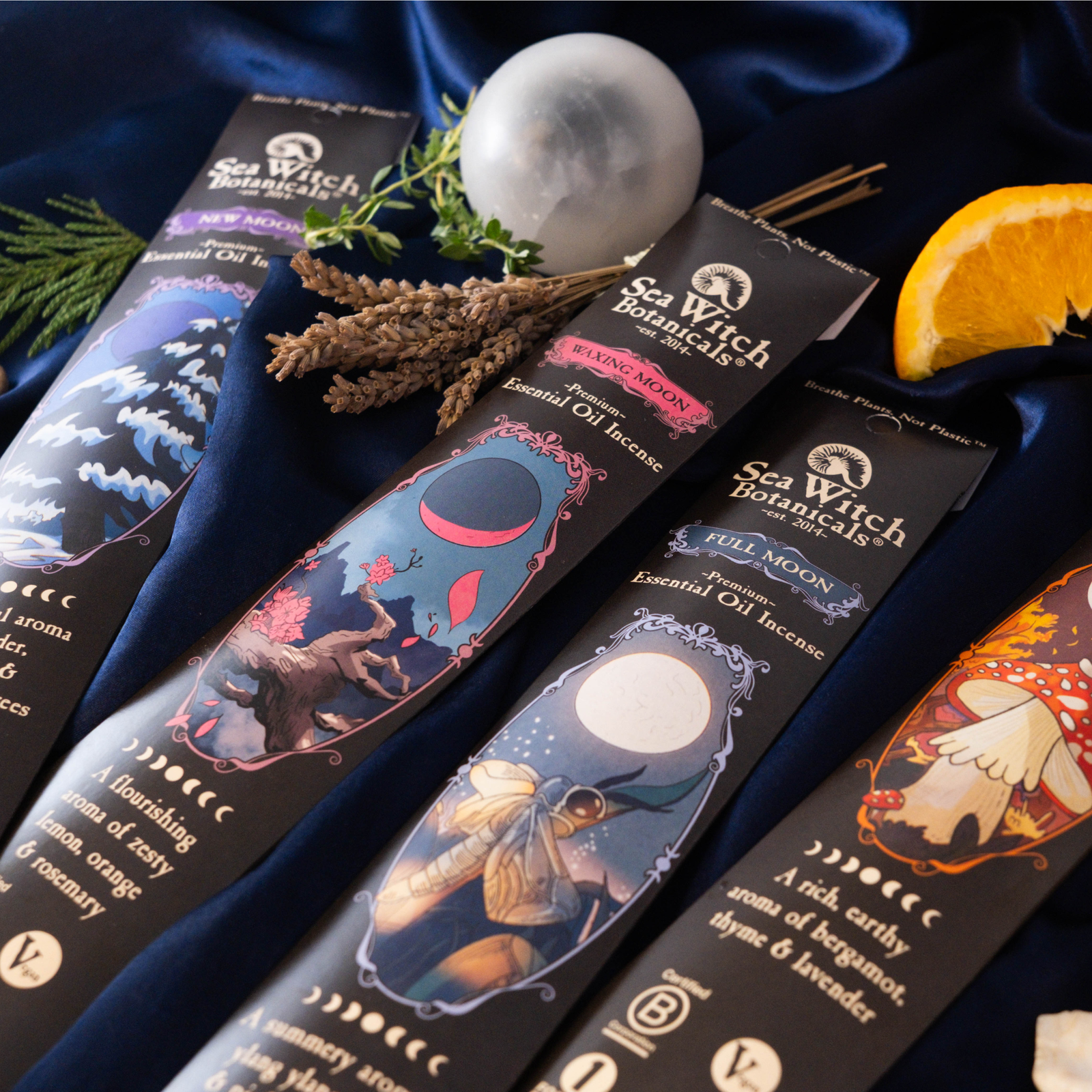 Waning Moon Premium Incense: with Bergamot, Lavender, Thyme & Cedarwood