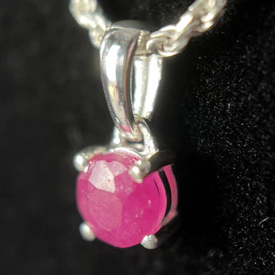 Natural Ruby Sterling Silver Circle 5X5 Pendant