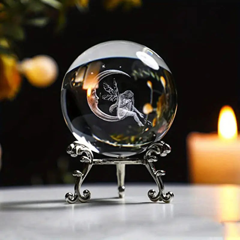 Clear Glass Sphere with Engraved Image