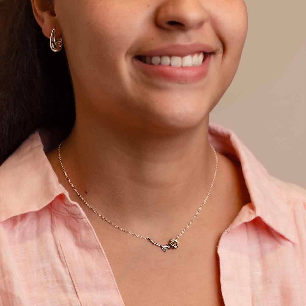 Mixed Metal Rose Festoon Necklace