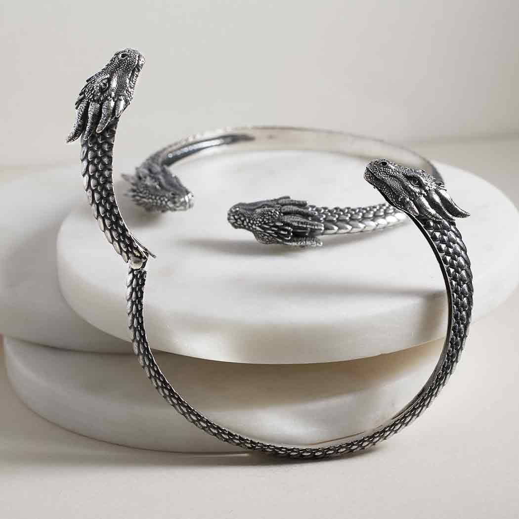 Sterling Silver Dragon Cuff Bracelet