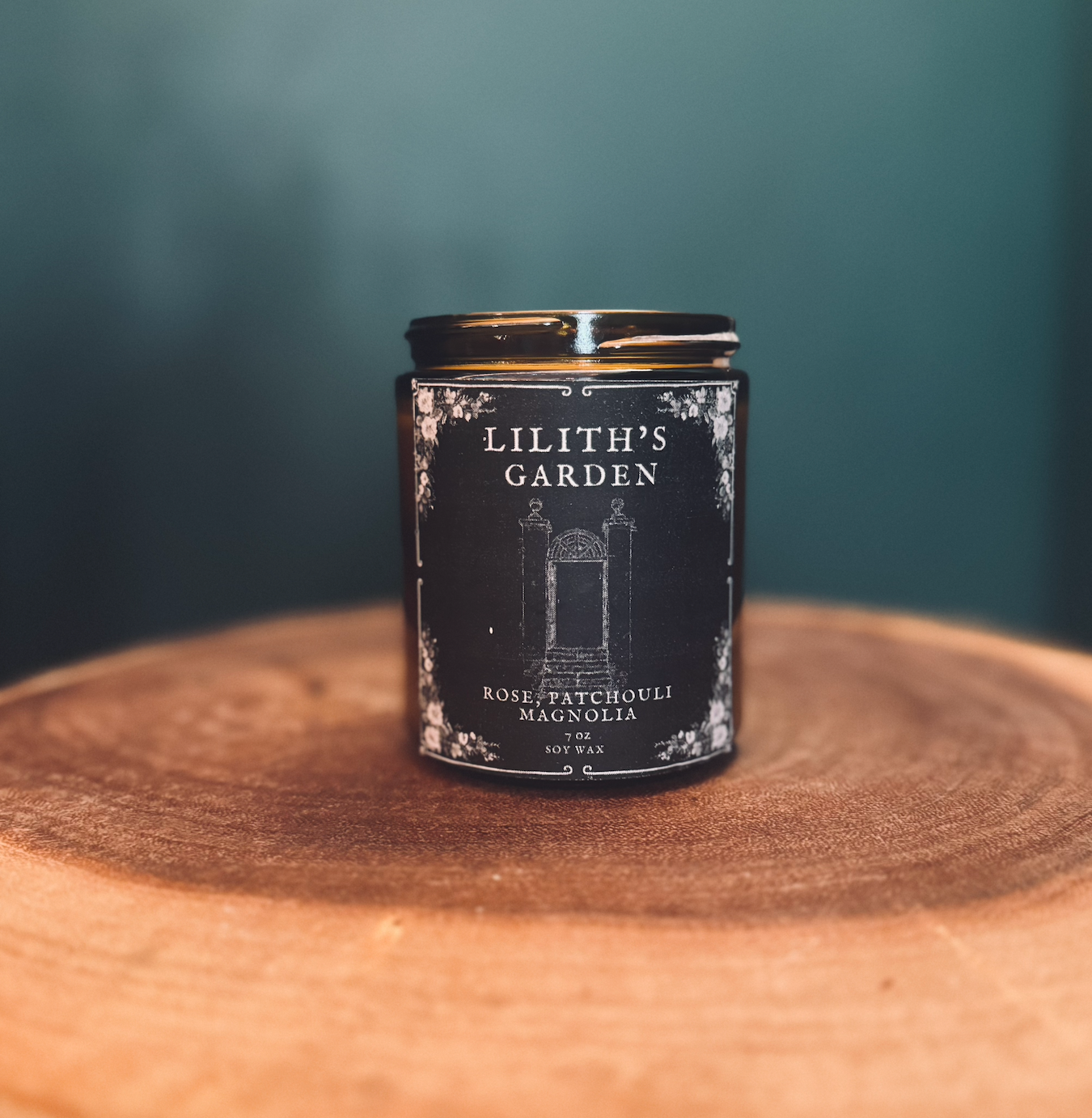 Lilith's Garden : Scented Soy Candle : 8oz : Amber Glass Jar