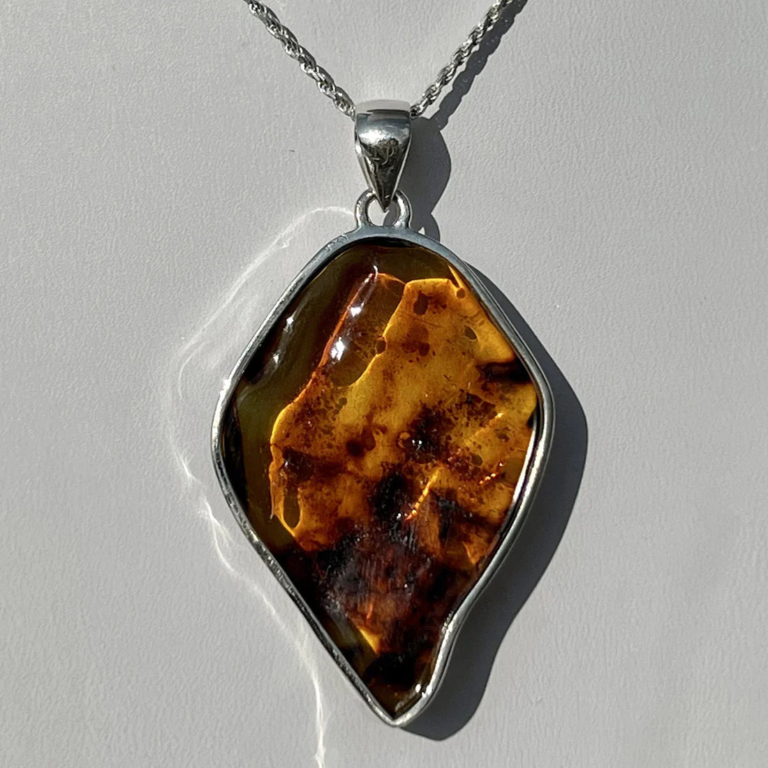 Bug Included Baltic Amber Pendant Sterling Silver