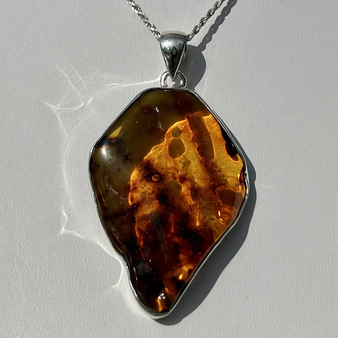 Bug Included Baltic Amber Pendant Sterling Silver