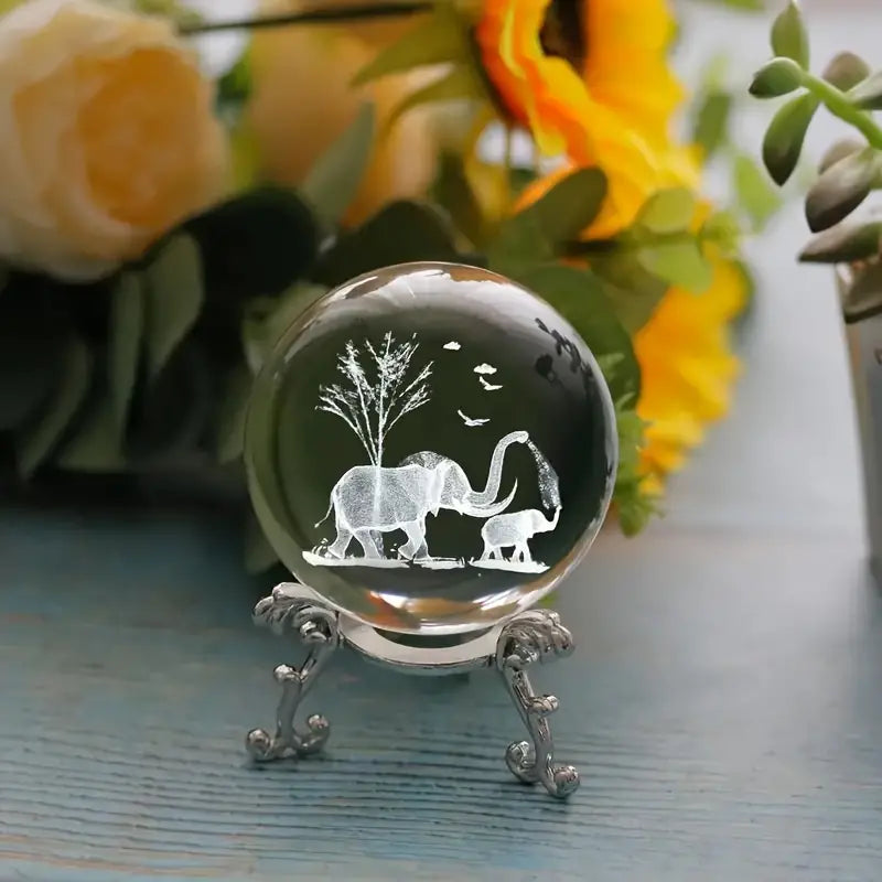 Clear Glass Sphere with Engraved Image