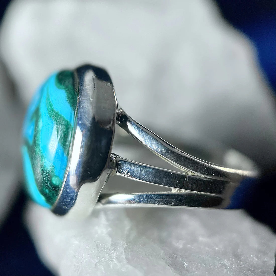 Malachite In Chrysocolla Ring