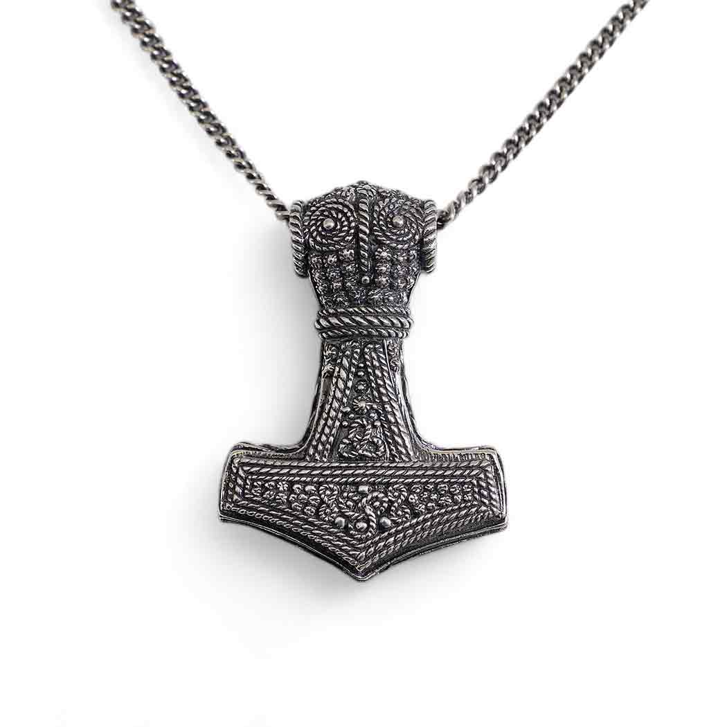 Men's Necklace Sterling Silver Thor's Hammer 22 Inch