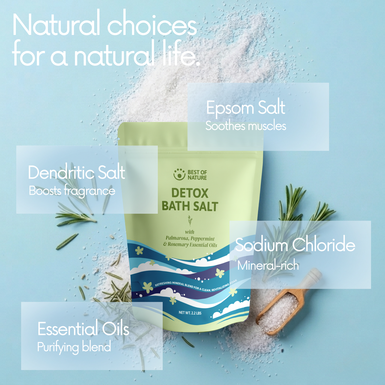 Detox Mineral Bath Salt with Pure Essential Oils