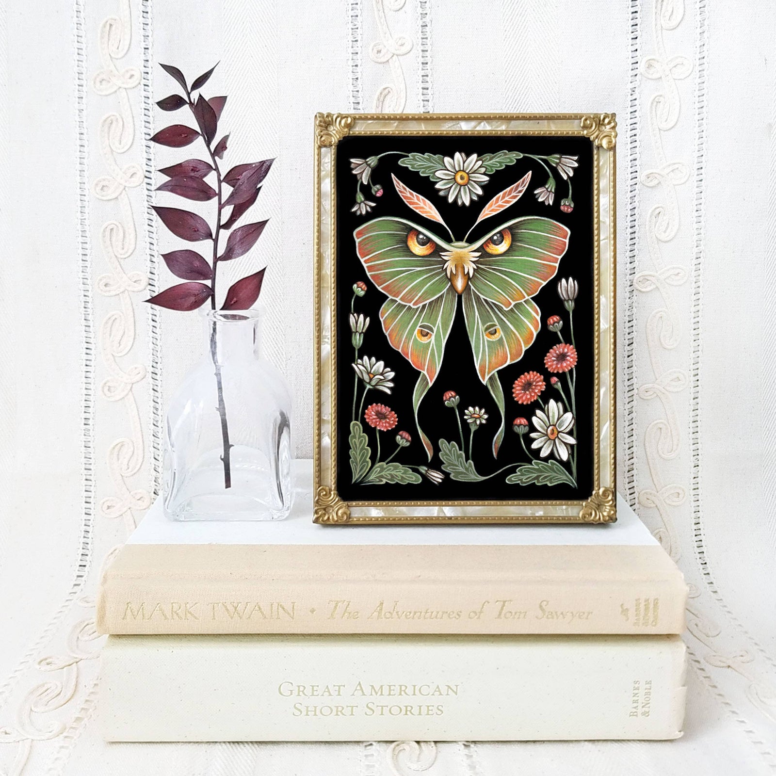 Moth Art Print Folk Decor Print