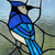 Blue Jay Stained Glass Window Panel 11"H