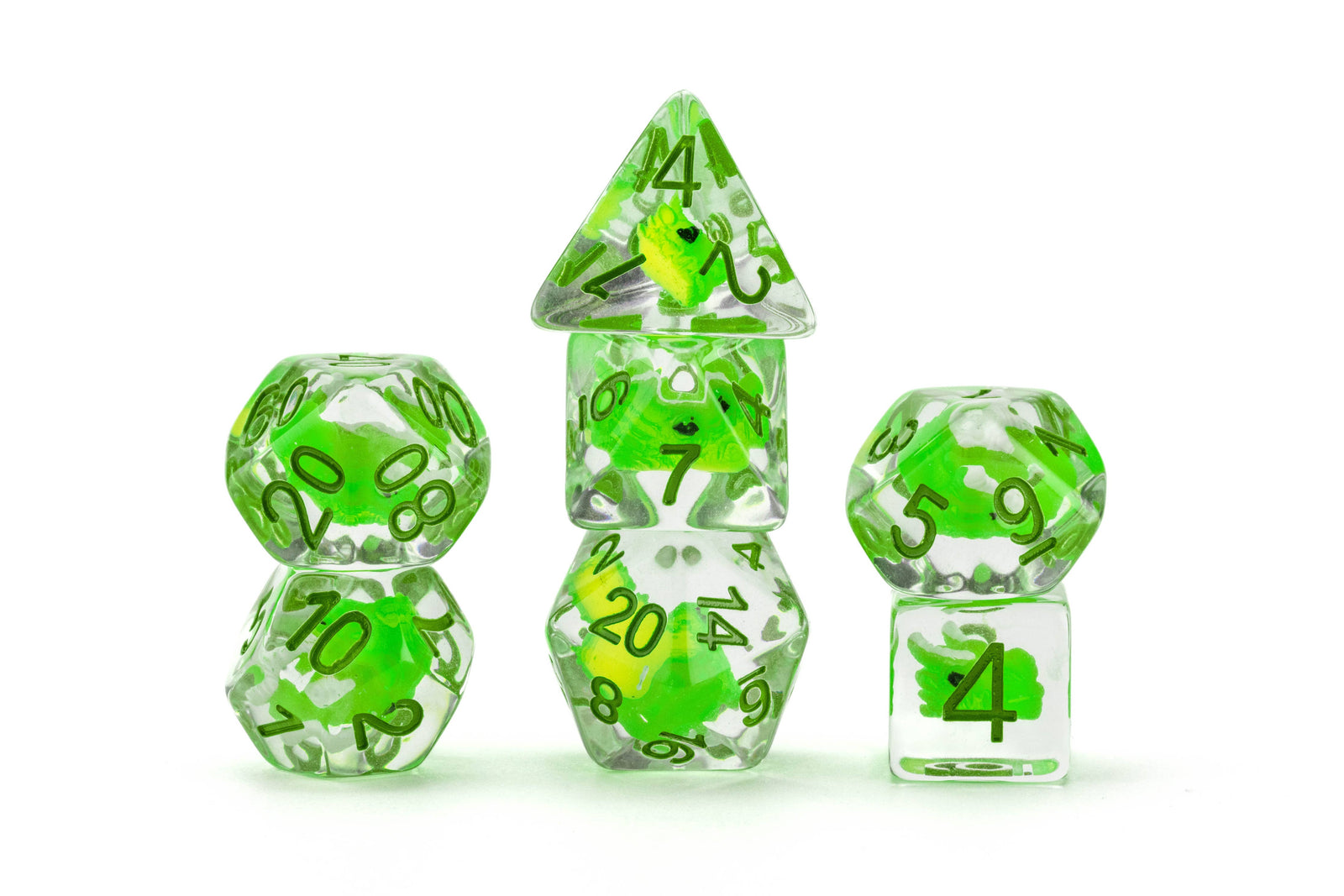 D&D Dragon Storm Inclusion Resin Dice Set: Green Dragon