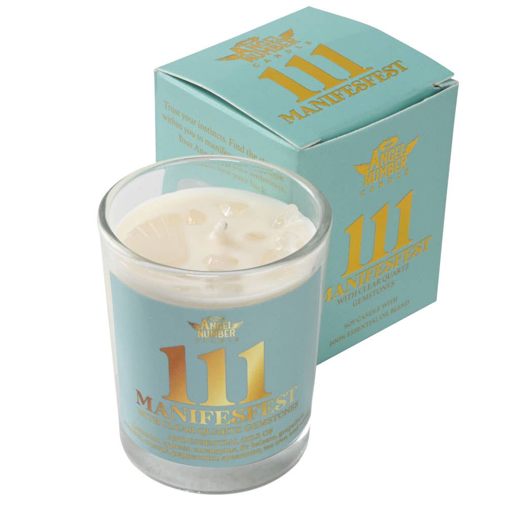 Angel Number Candle with 100% Essential Oils and Gemstones