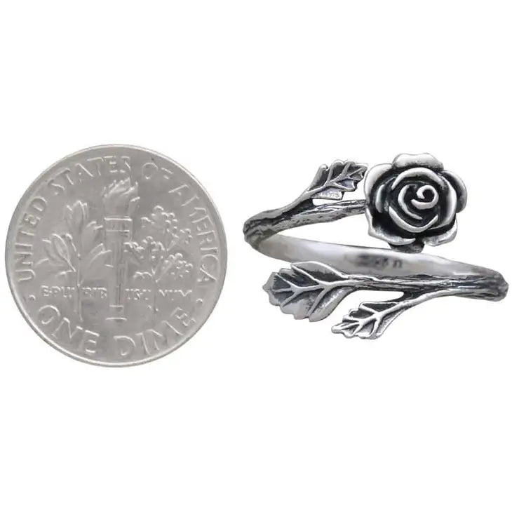 Sterling Silver Rose Adjustable Ring