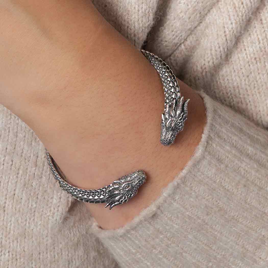 Sterling Silver Dragon Cuff Bracelet
