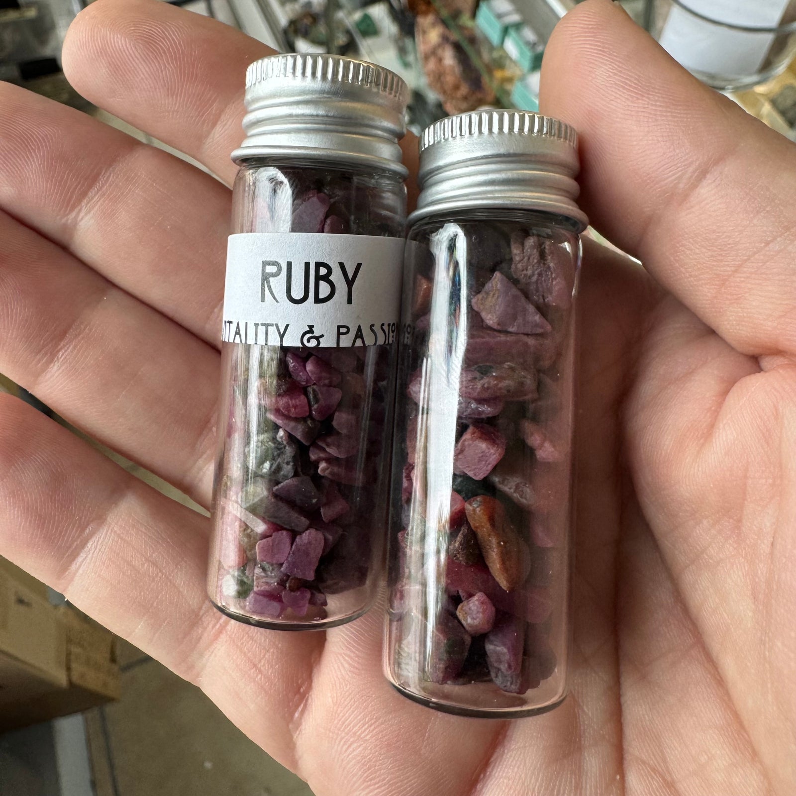 Cast a Stone Gemstone Chips in Glass Bottle | 1.5β Assorted Crystals for Altar, Crafts & Gifts