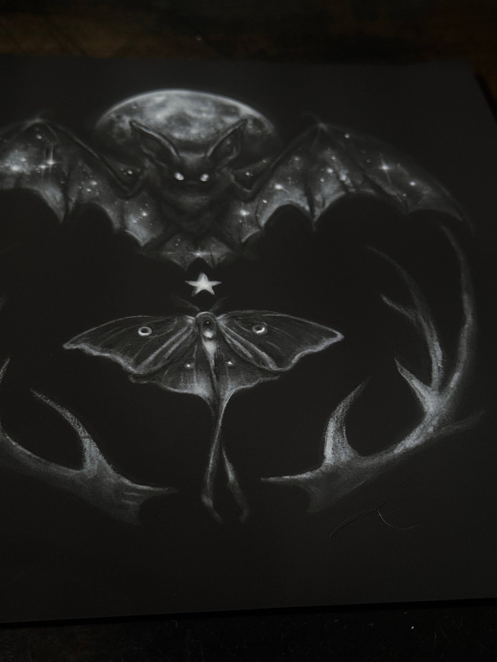 Lullaby - Bat and Luna Moth Print