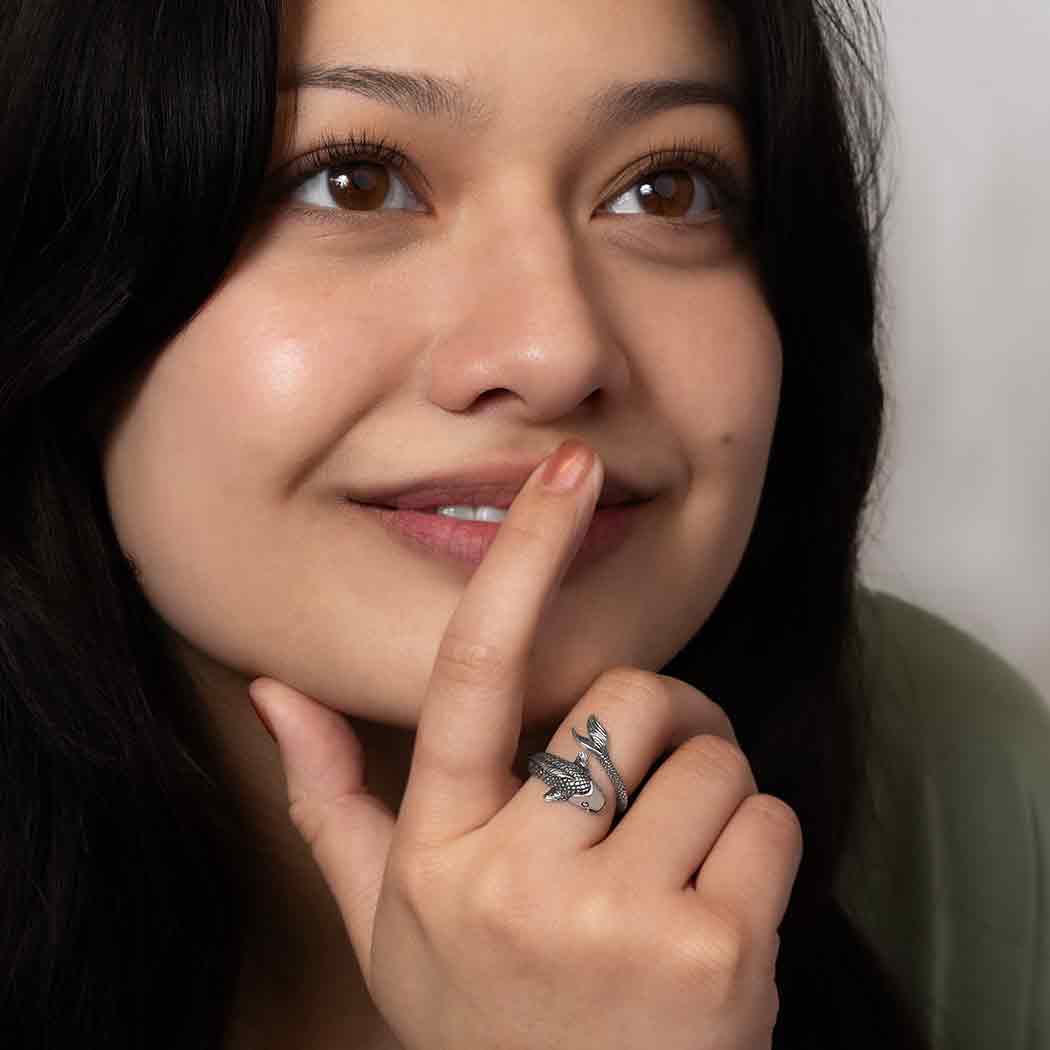 Sterling Silver Adjustable Lucky Koi Ring