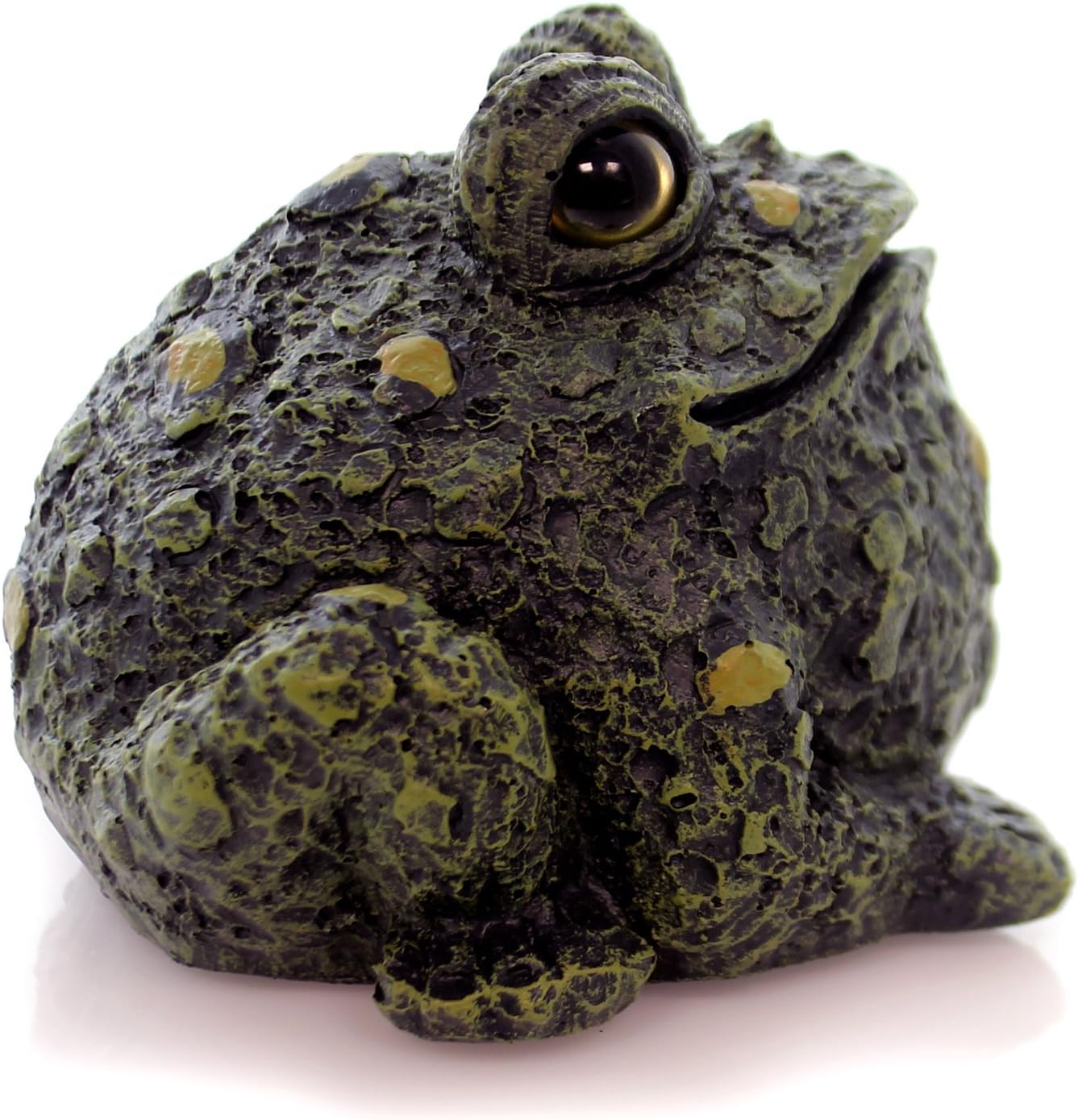 Toad Hollow Dark Natural Toad Statue with Glass Eyes | Hand-Painted Garden Toad Decor