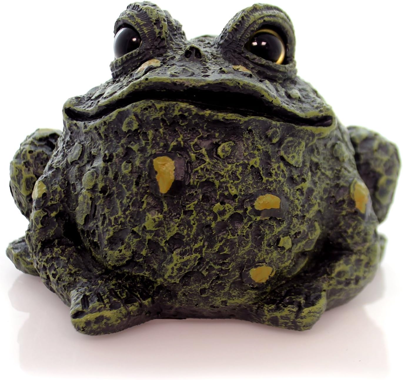 Toad Hollow Dark Natural Toad Statue with Glass Eyes | Hand-Painted Garden Toad Decor