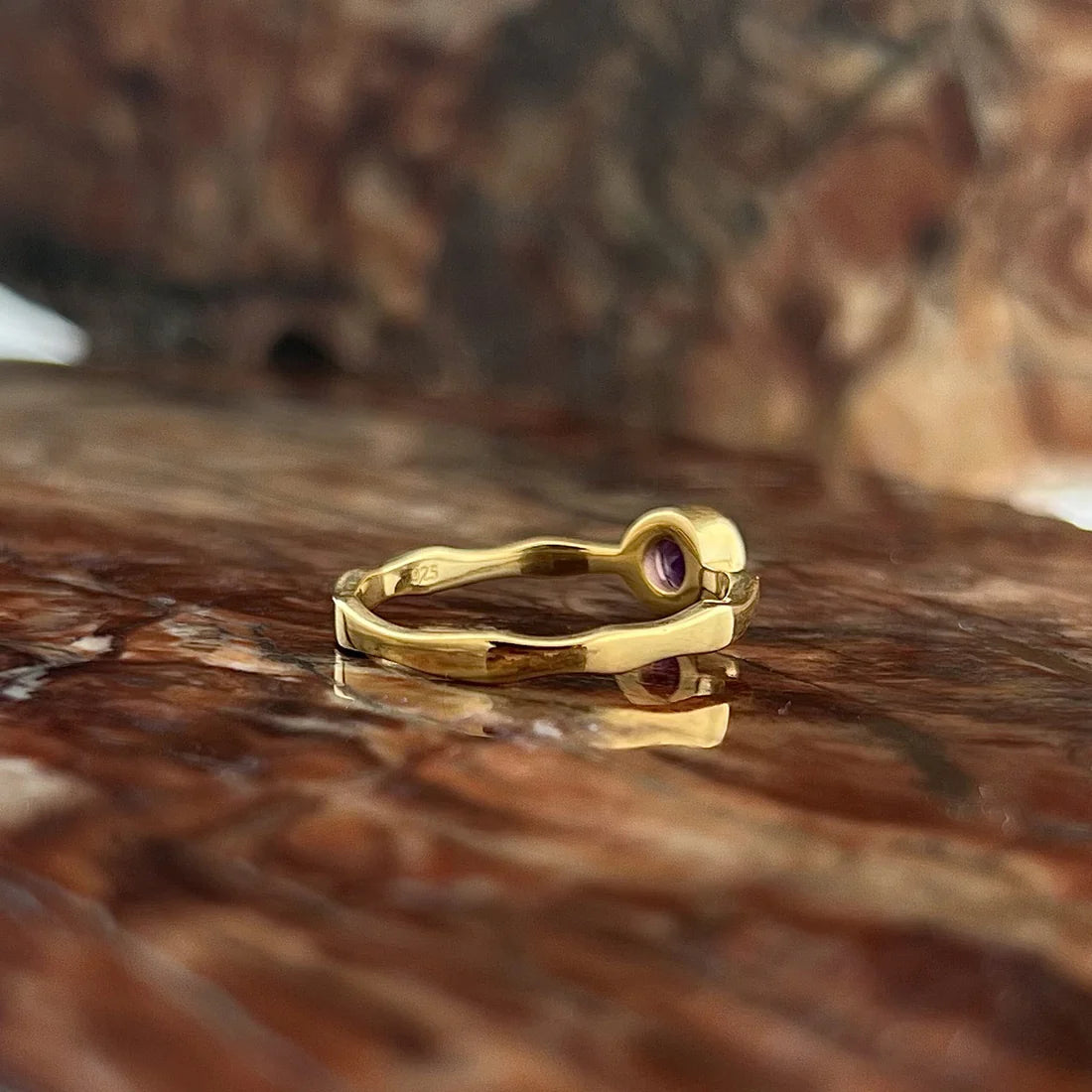 Amethyst 18K Vermeil Gold Wavy Ring
