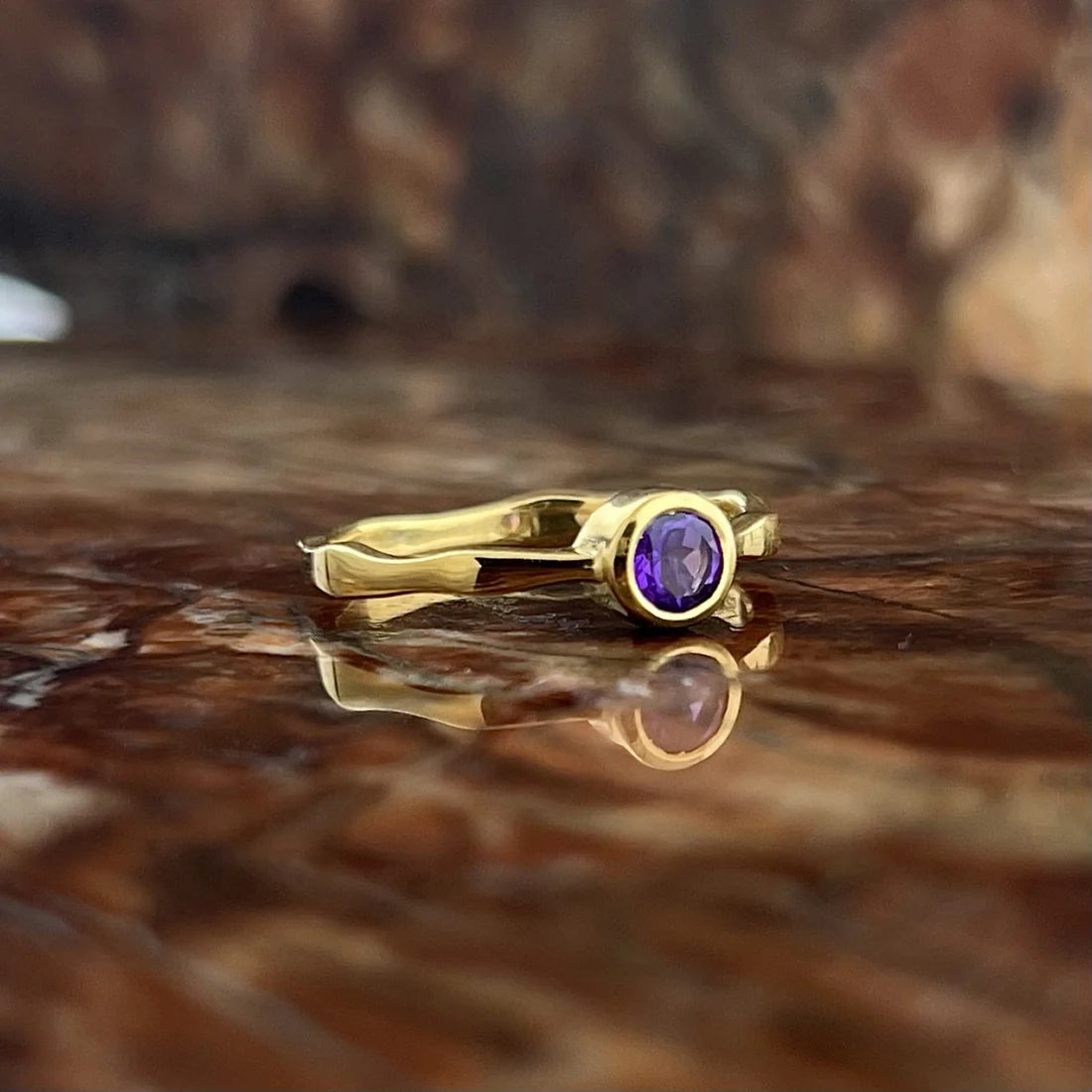 Amethyst 18K Vermeil Gold Wavy Ring
