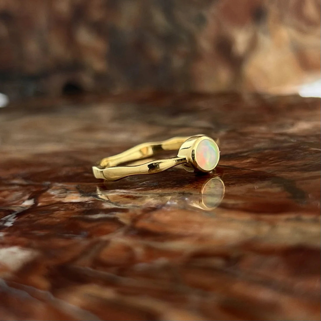 Ethiopian Opal 18K Vermeil Gold Wavy Ring