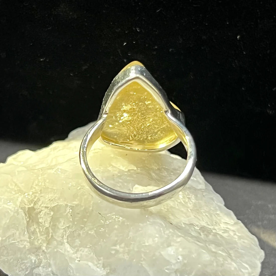 Libyan Golden Tektite Sterling Silver Ring