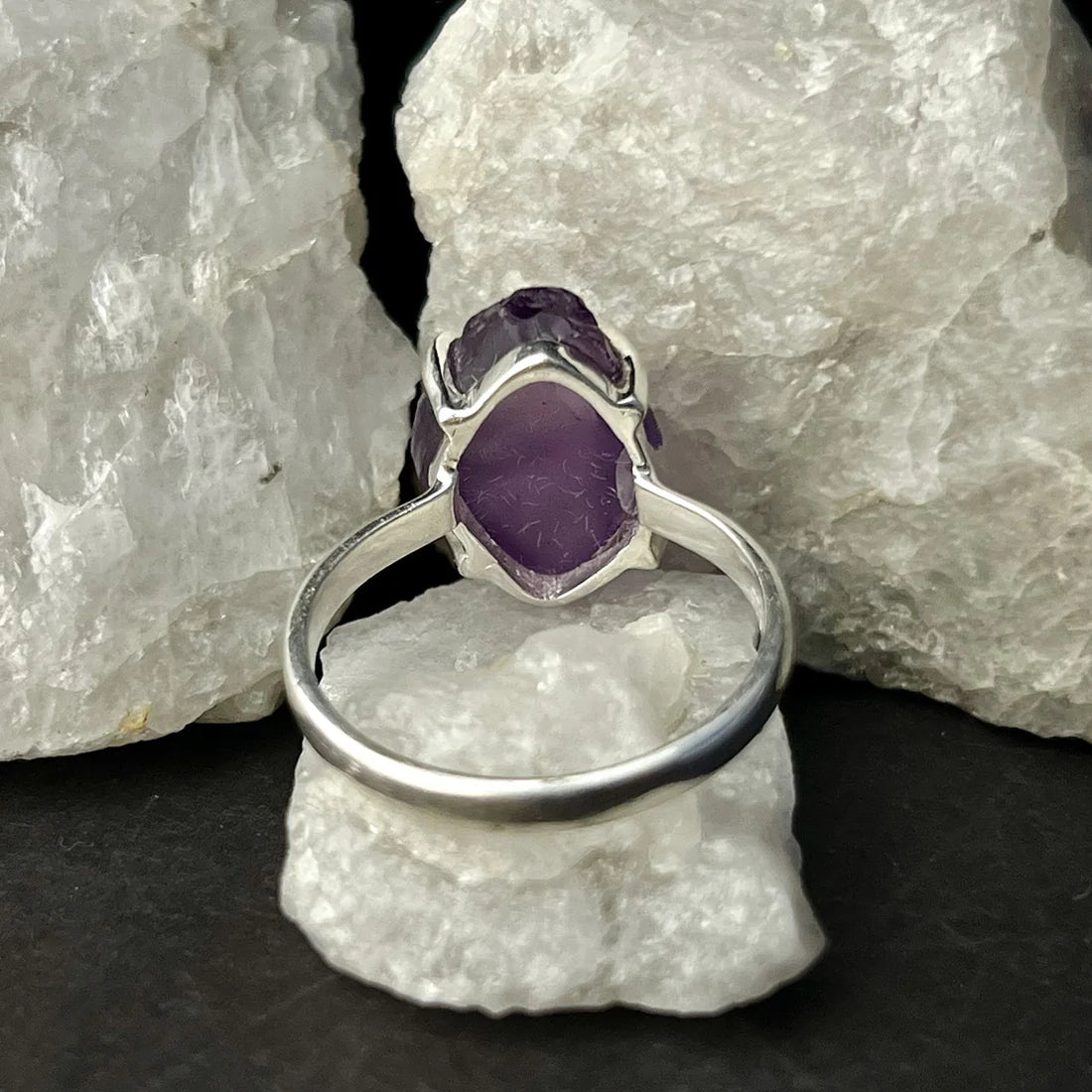 Natural Prong Amethyst Ring Sterling Silver