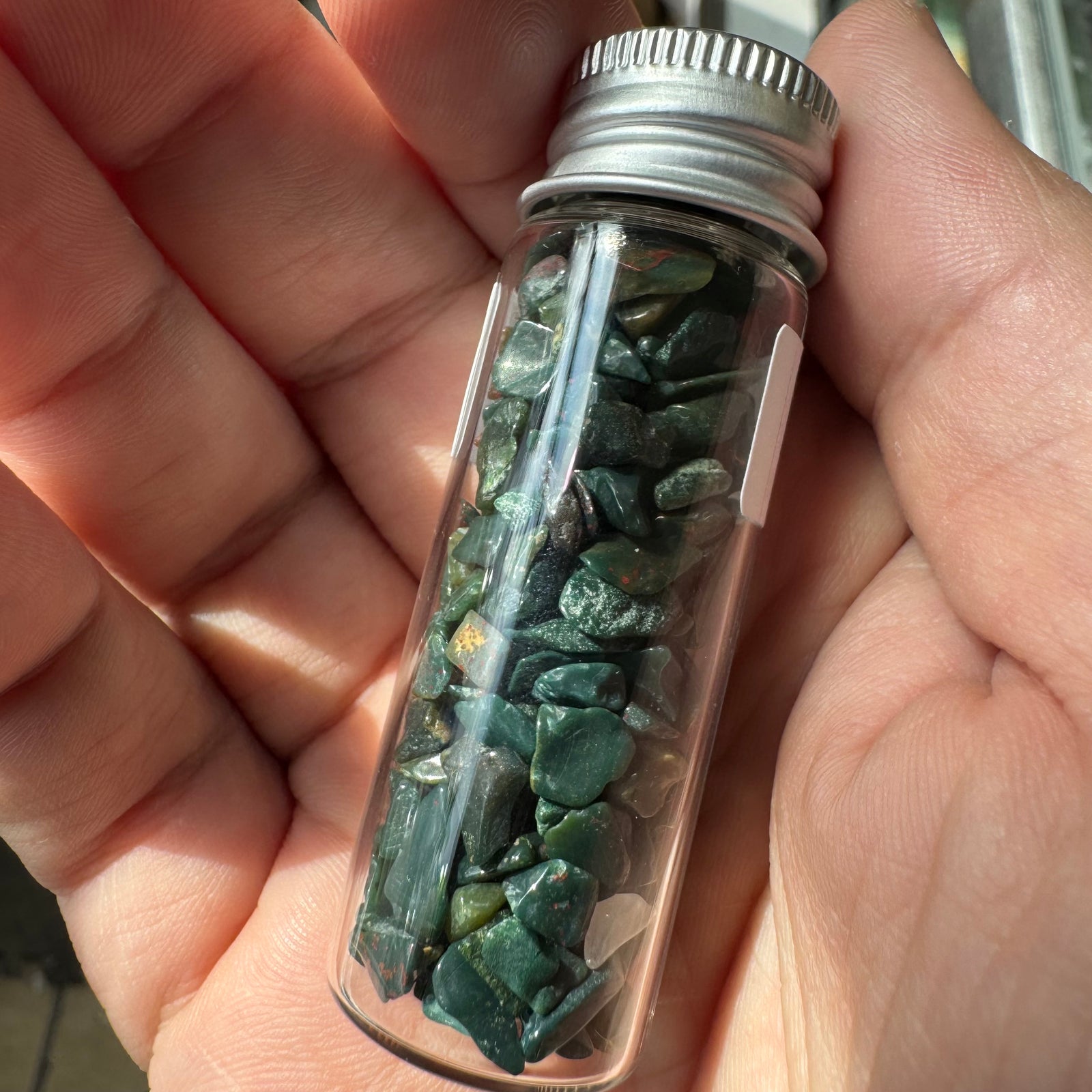 Cast a Stone Gemstone Chips in Glass Bottle | 1.5β Assorted Crystals for Altar, Crafts & Gifts