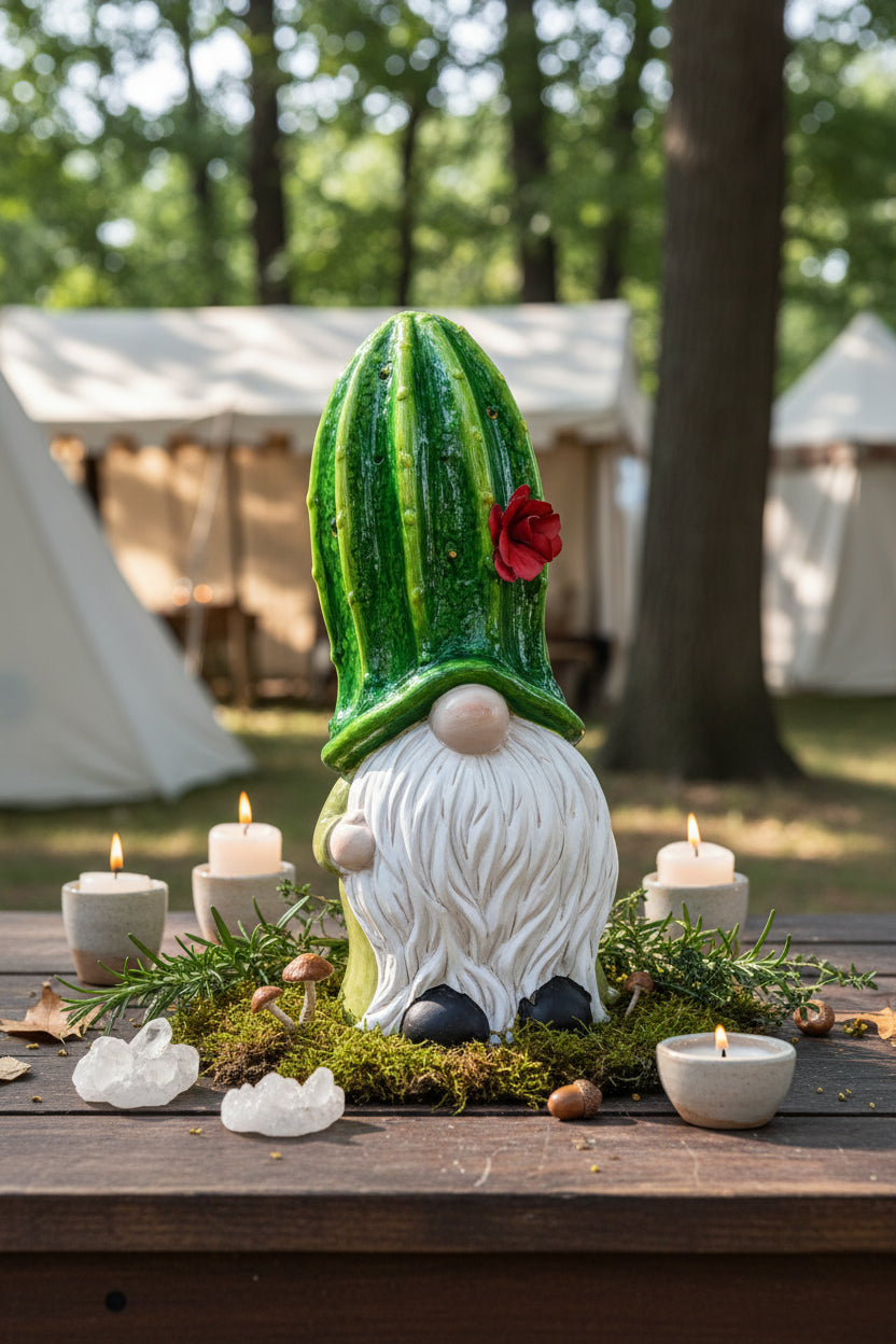 LED Ceramic Cactus Gnome