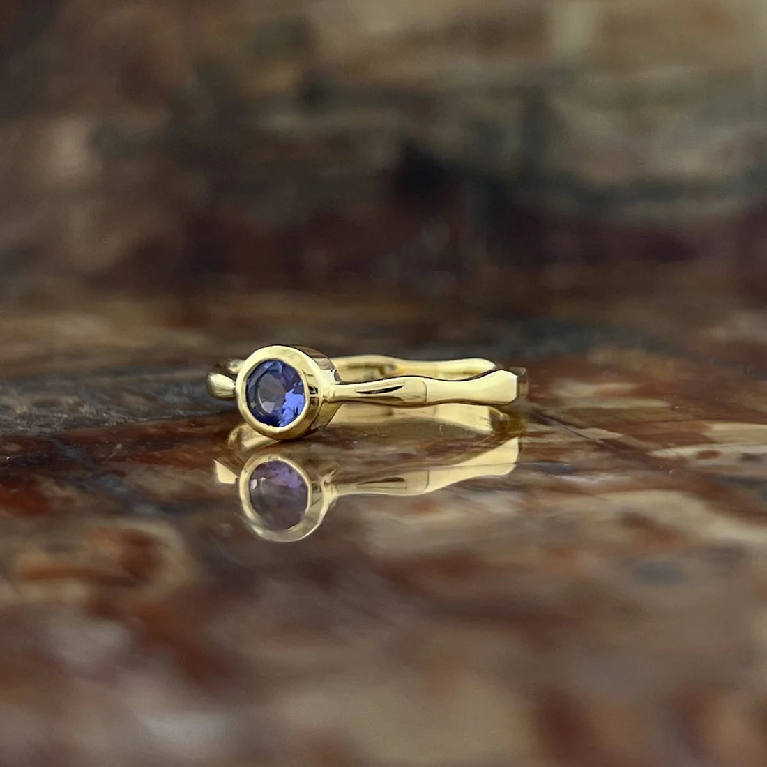 Tanzanite 18K Vermeil Gold Wavy Ring