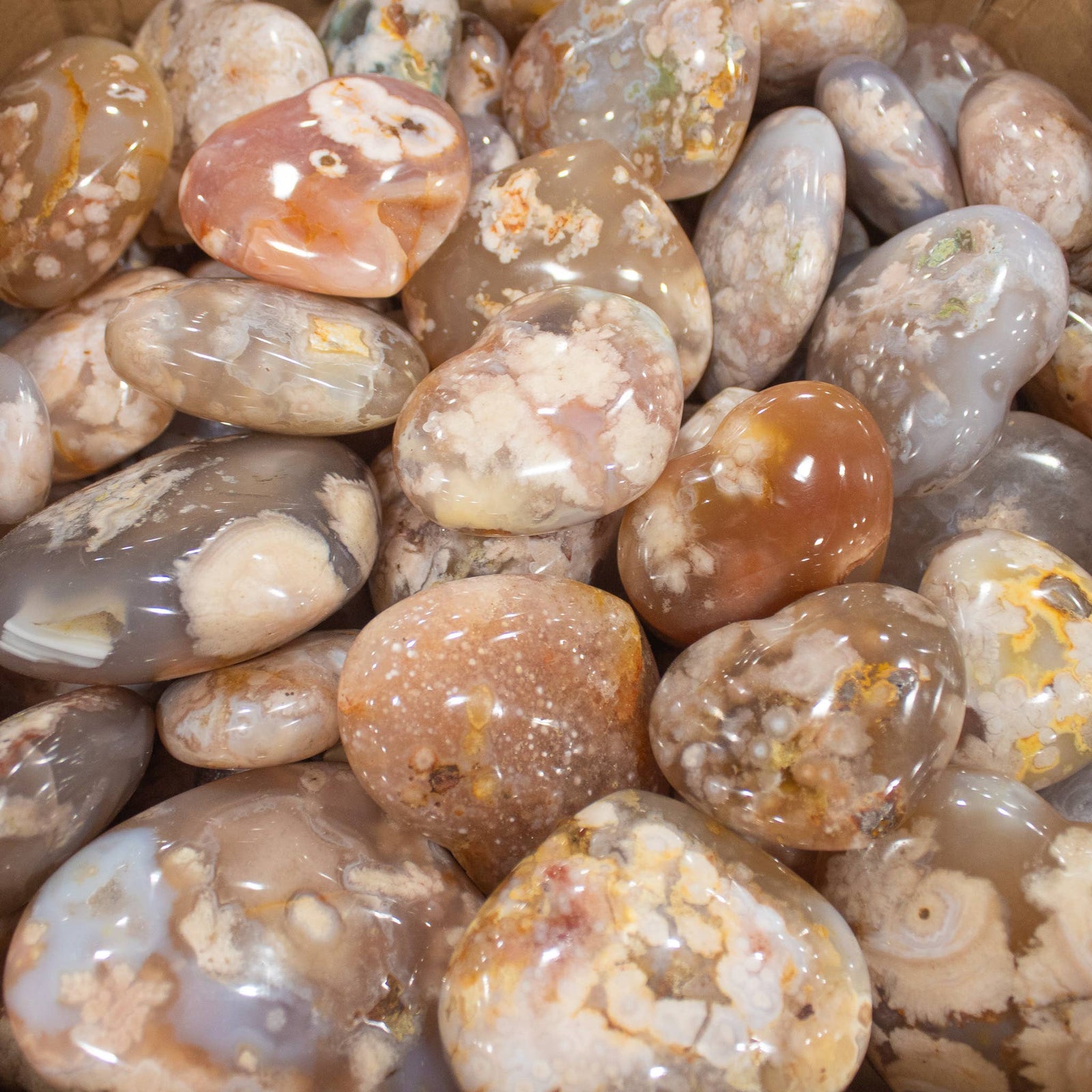 Flower Agate Polished Gemstone Heart