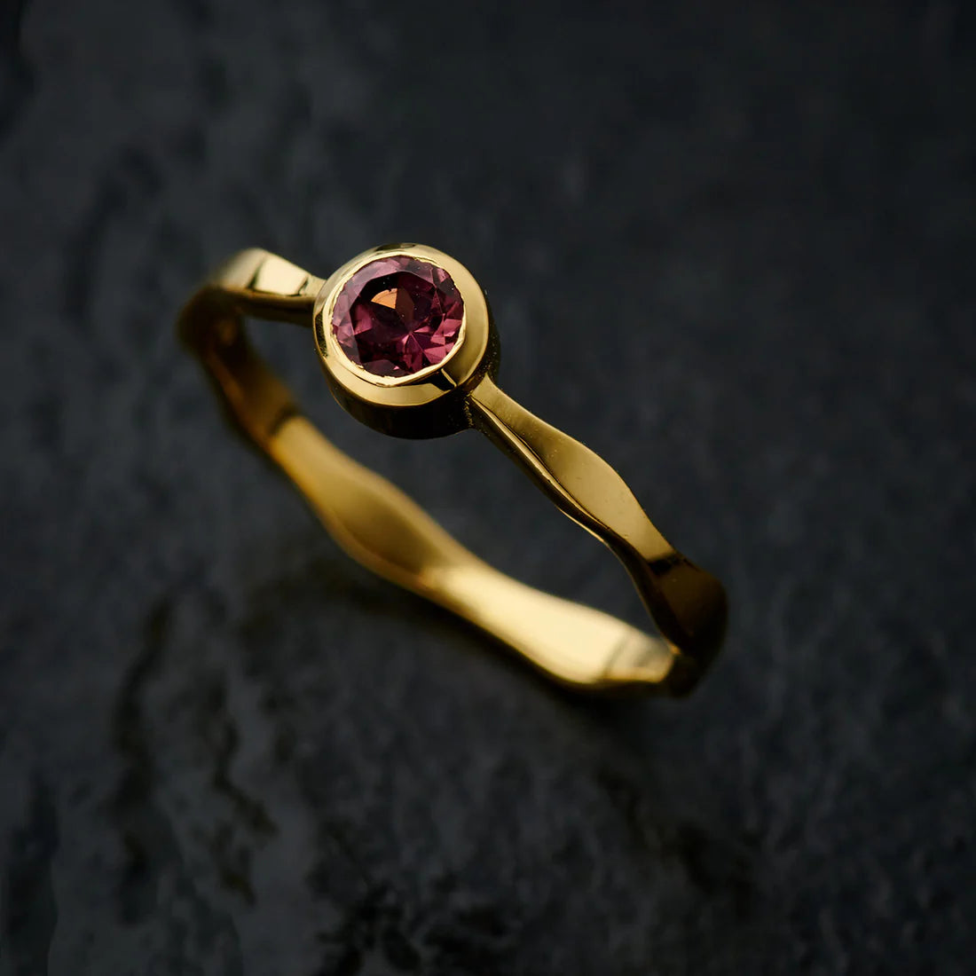 Pink Tourmaline 18K Vermeil Gold Wavy Ring