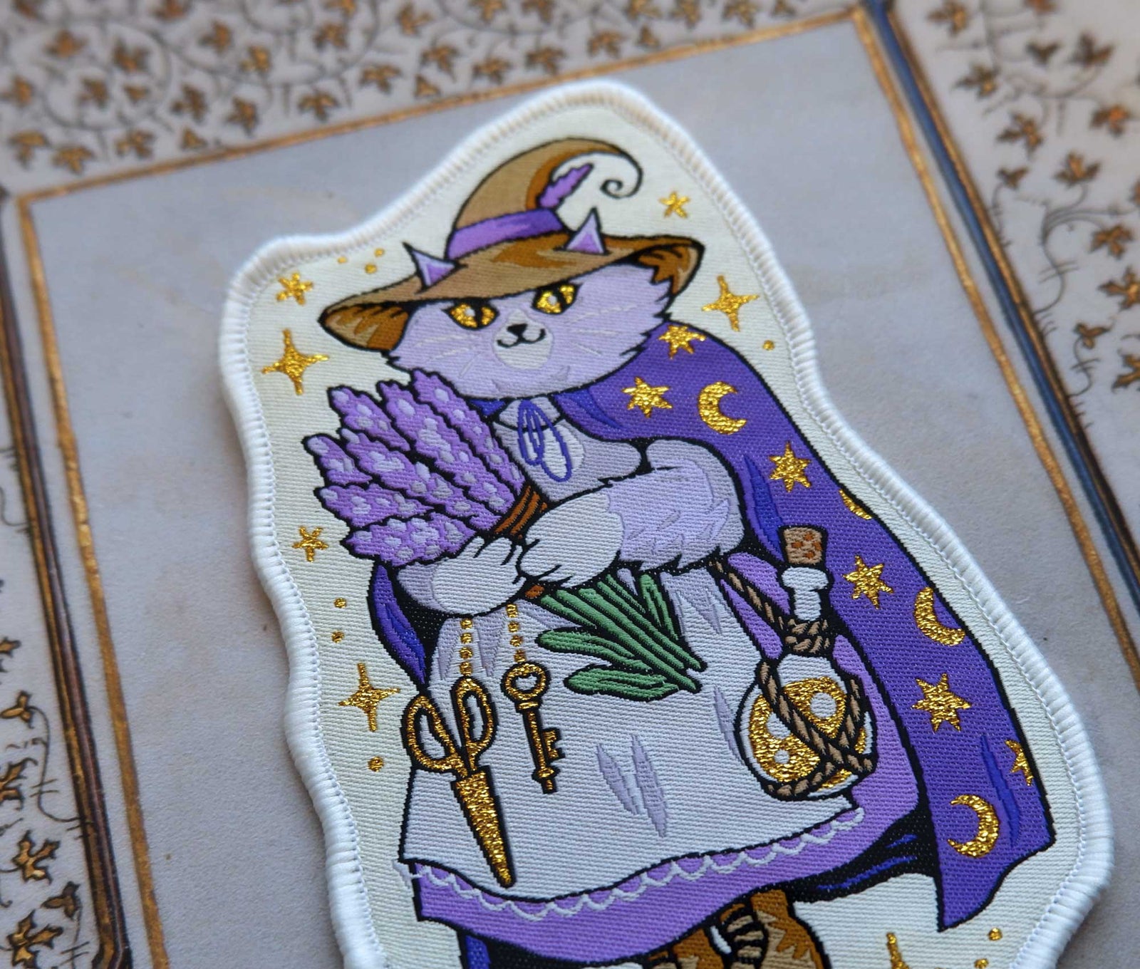 Lavender Cat Witch - Woven Patch