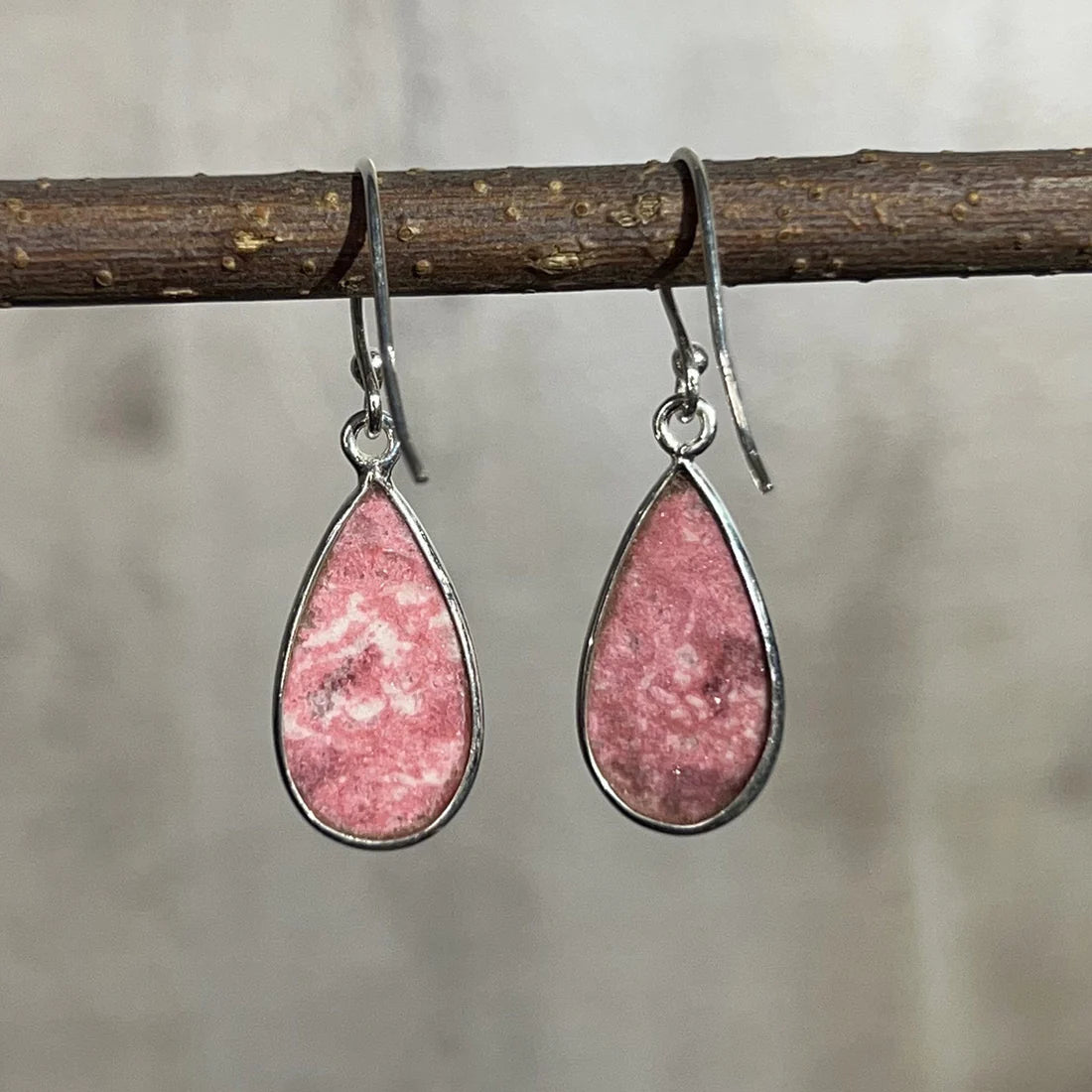 PINK THULITE EARRINGS SS