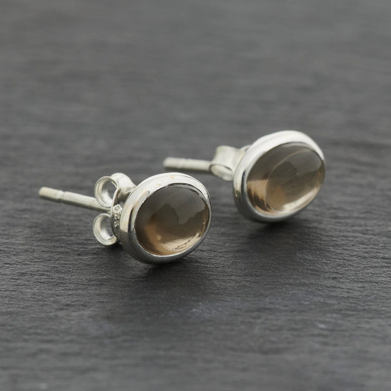 Smokey Quartz Sterling Silver Stud Earrings