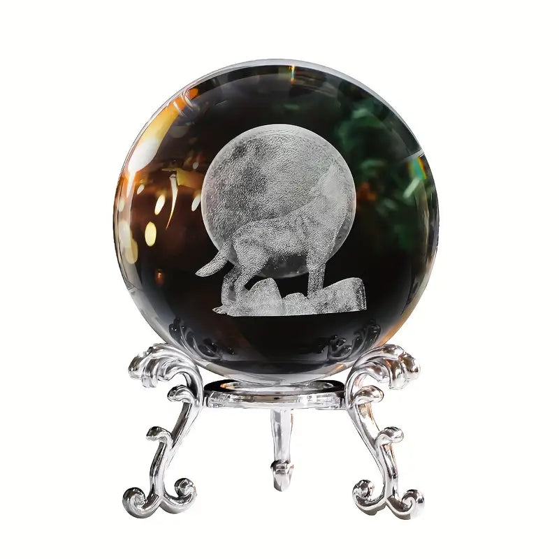 Clear Glass Sphere with Engraved Image