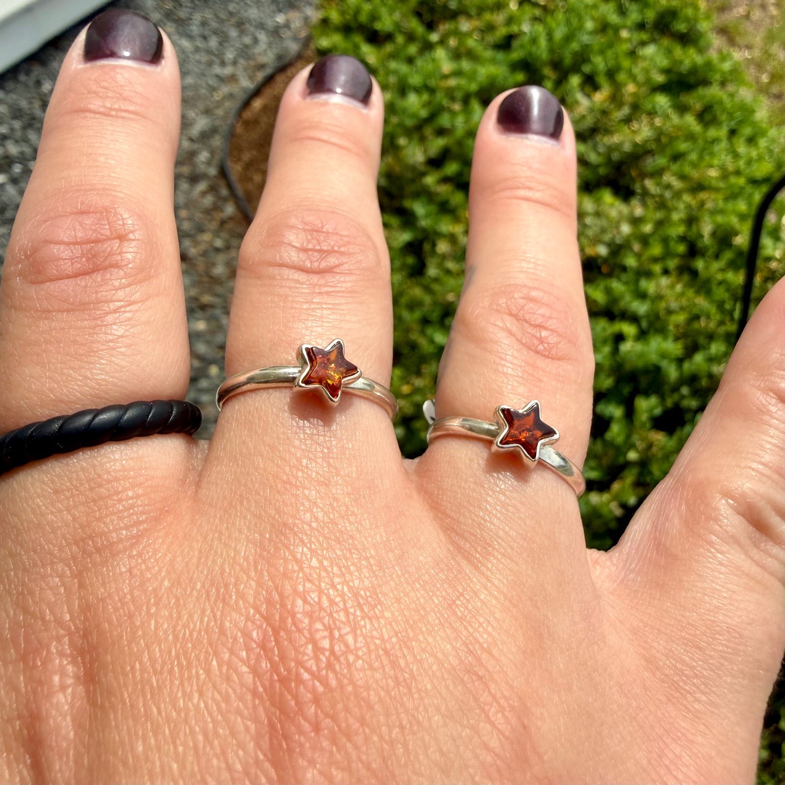 Baltic Amber Star Ring - Sterling Silver