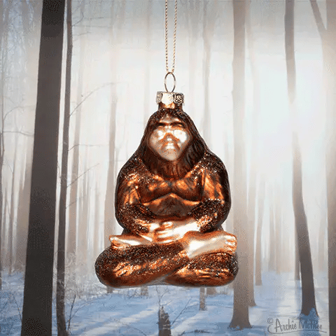 Enlightened Bigfoot Hand-Blown Glass Ornament | Meditating Cryptid Christmas