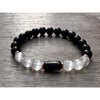 Black Tourmaline & Selenite Bracelet β Cylinder Accent Bead