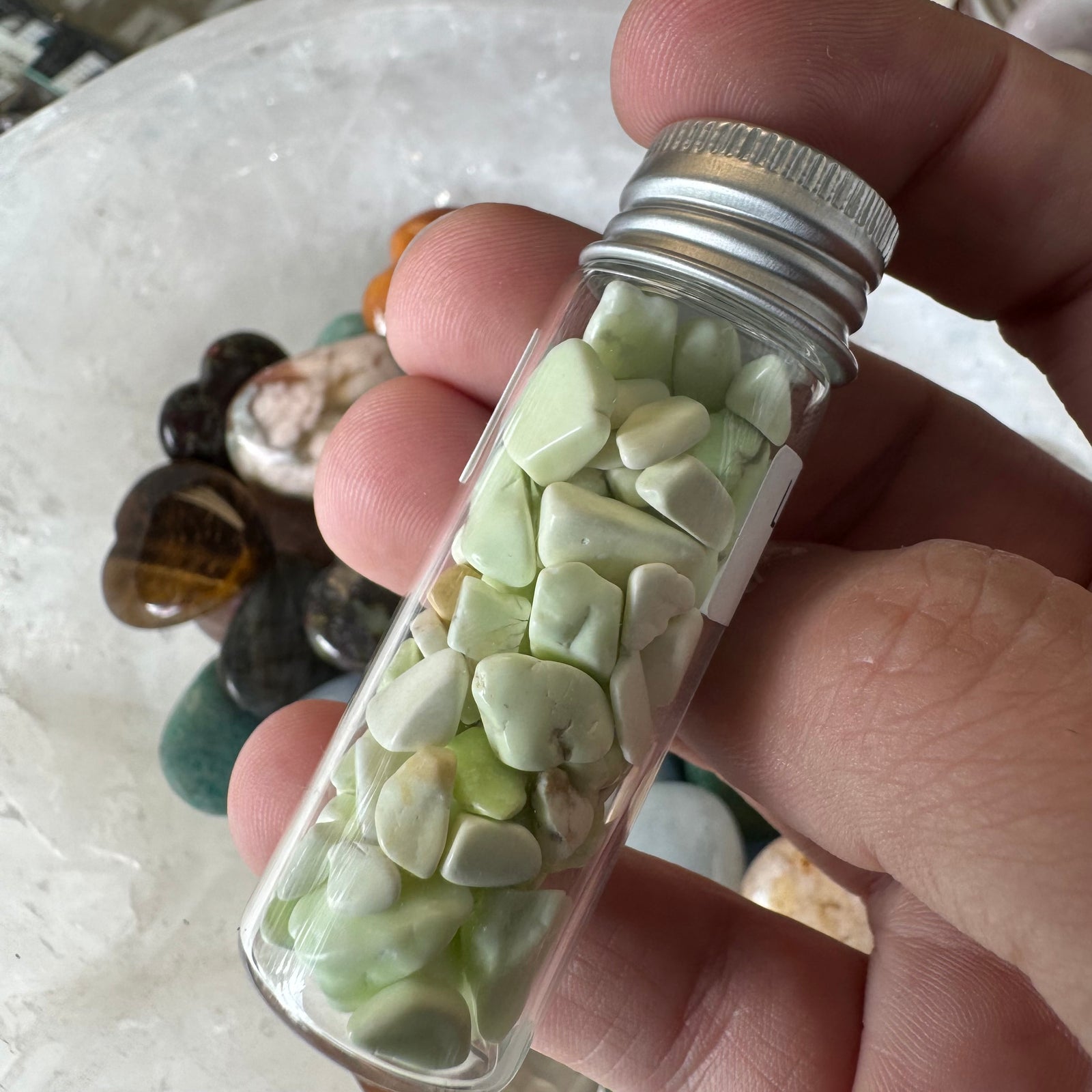 Cast a Stone Gemstone Chips in Glass Bottle | 1.5β Assorted Crystals for Altar, Crafts & Gifts