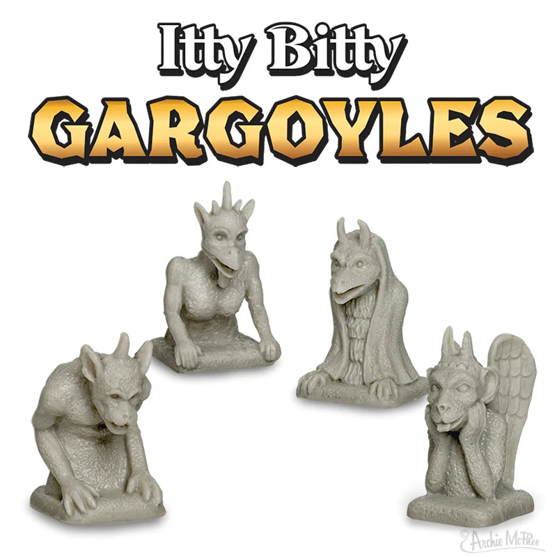Itty Bitty Gargoyles 🖤 Set of 4 Mini Hard Vinyl Figures • 1.125" Desktop Protectors
