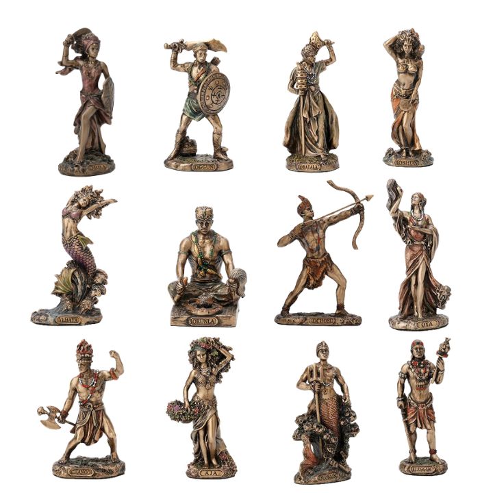 African Orisha Figurines | Yoruba Deities Bronze Resin Statues for Altars & Spiritual Decor