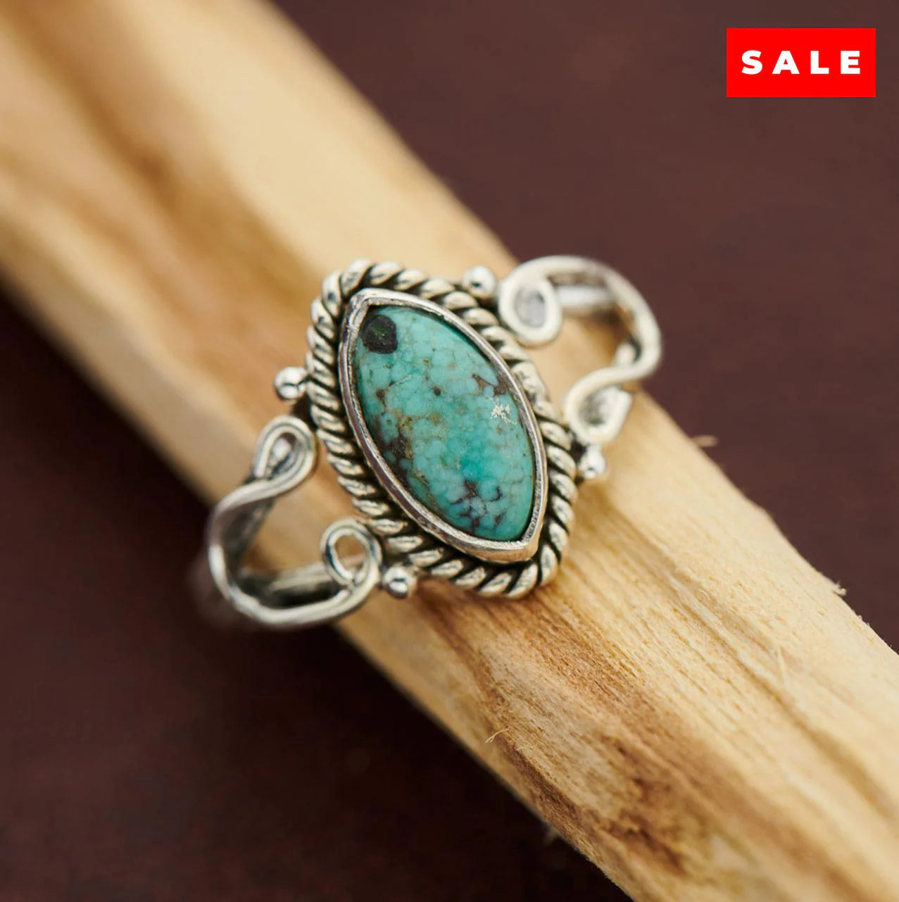 Tibetan Turquoise Sterling Filigree Ring | Protection & Good Fortune