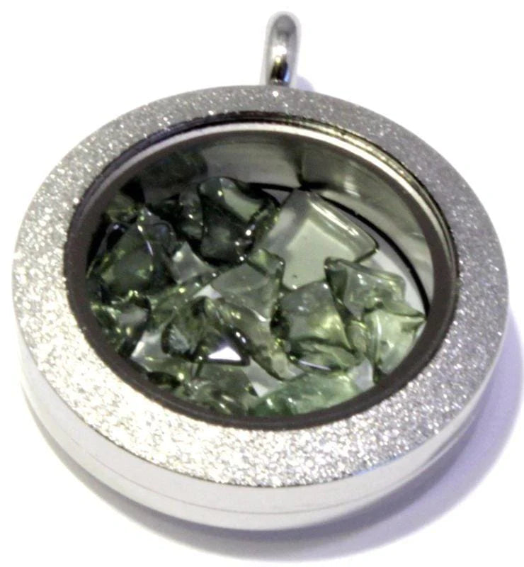 Moldavite Floating Locket Pendant