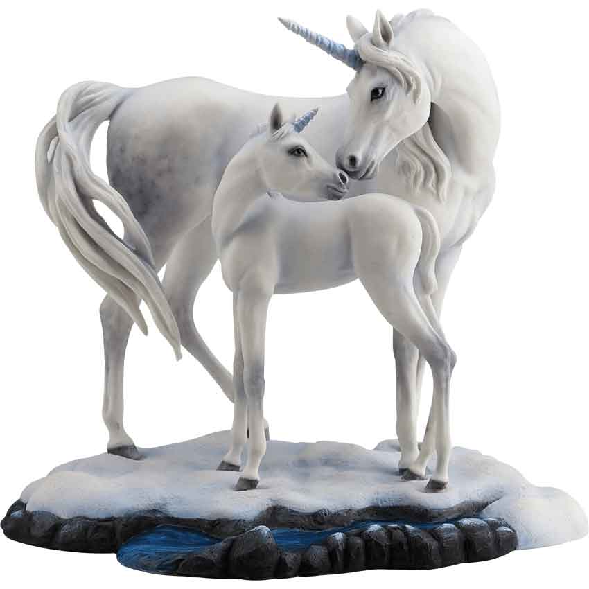 Sacred Love Unicorn and Foal Statue By Lisa Parker