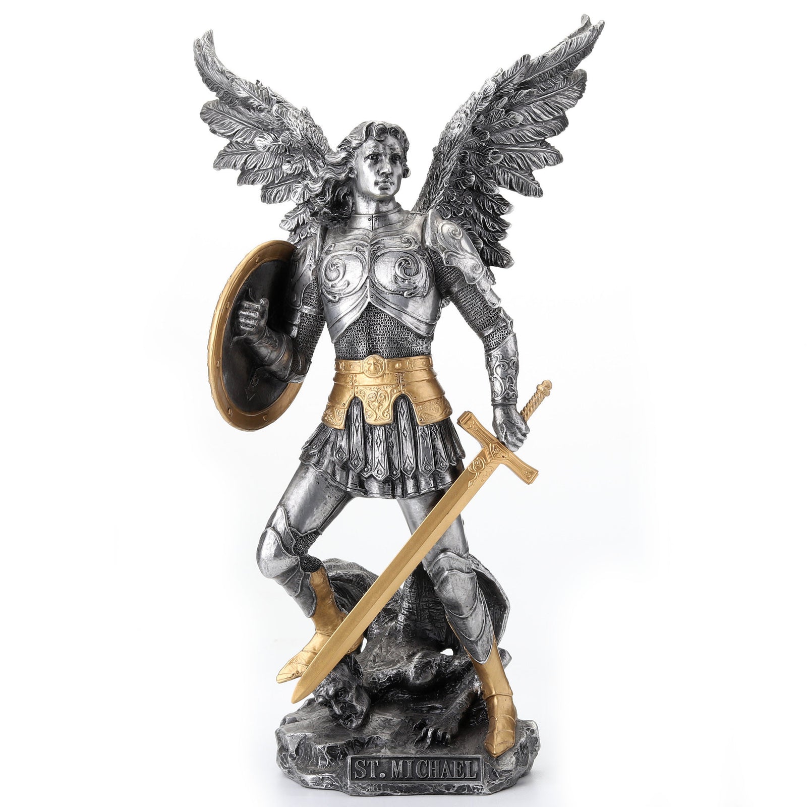Saint Michael Archangel Statue (Pewter &
Gold)