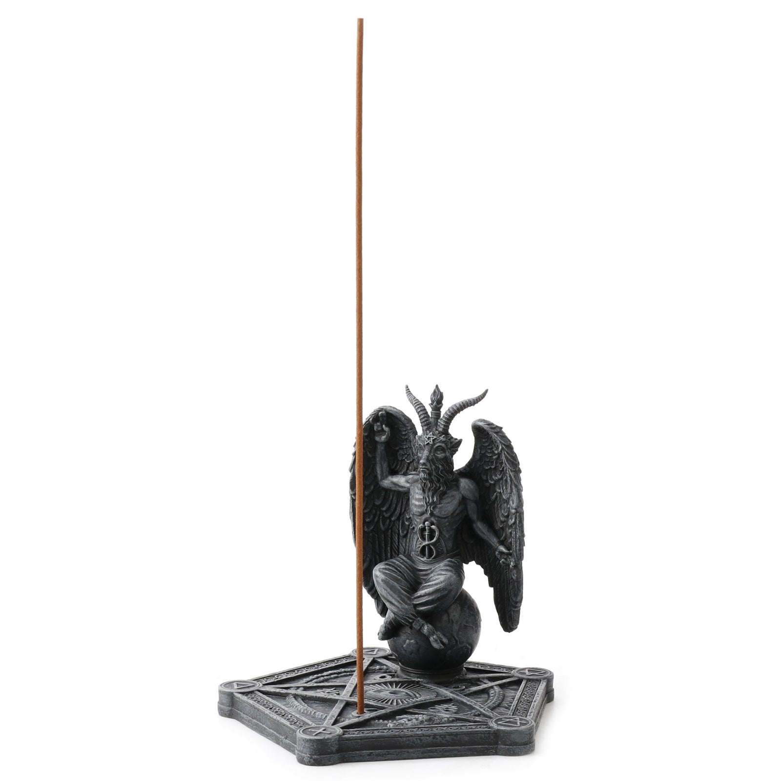 Baphomet Incense Stick Burner with Pentagram Base – Gothic Witchy Decor Altar Holder Spiritual Tool