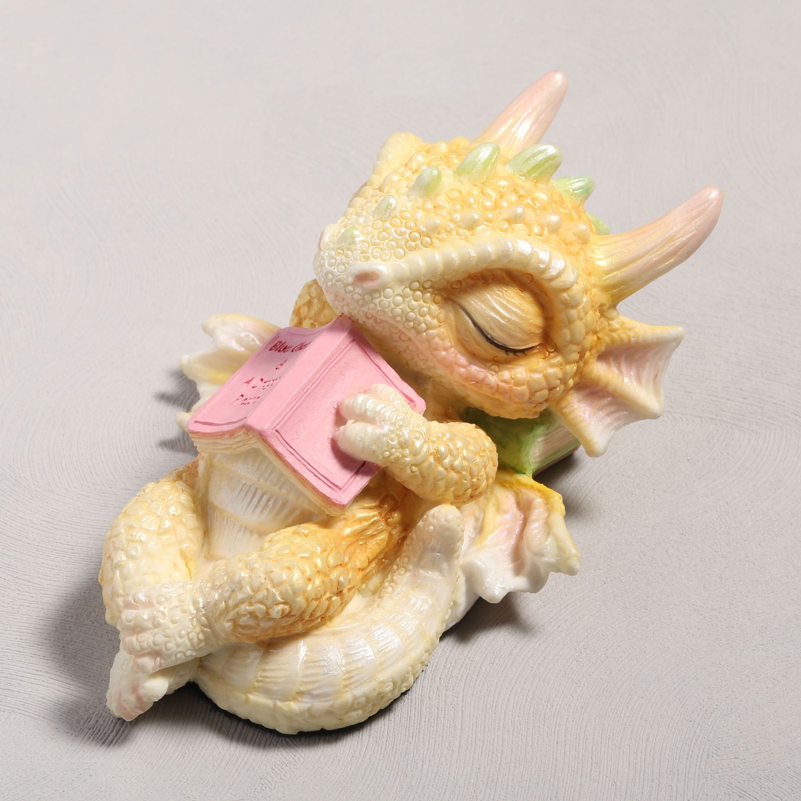 Dreaming Reader Baby Dragon Sleeping Book Statue