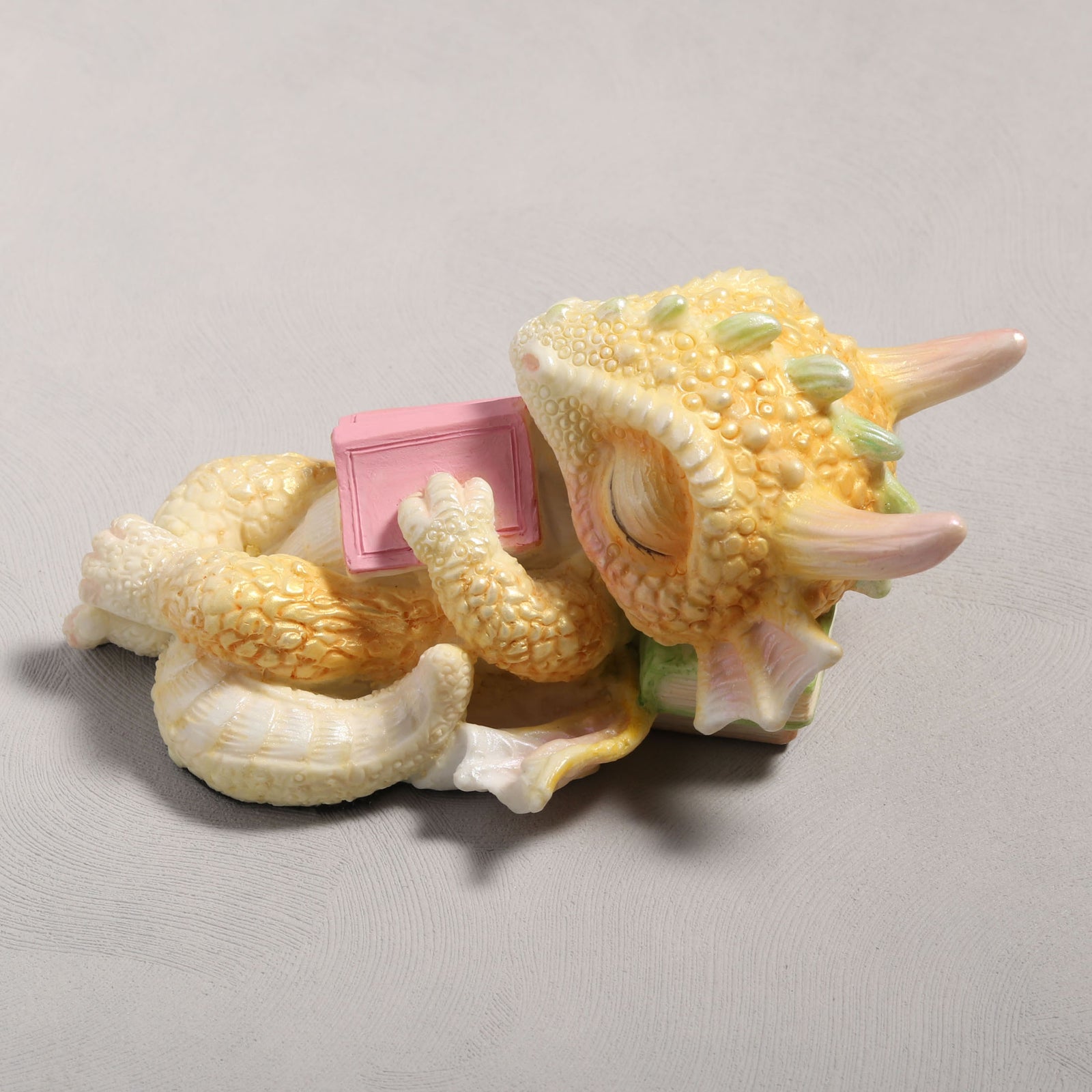 Dreaming Reader Baby Dragon Sleeping Book Statue
